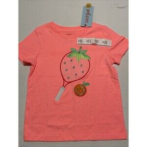 Girls 3T Short Sleeve Cat & Jack Tropical Tennis Theme Shirt Short Sleeve